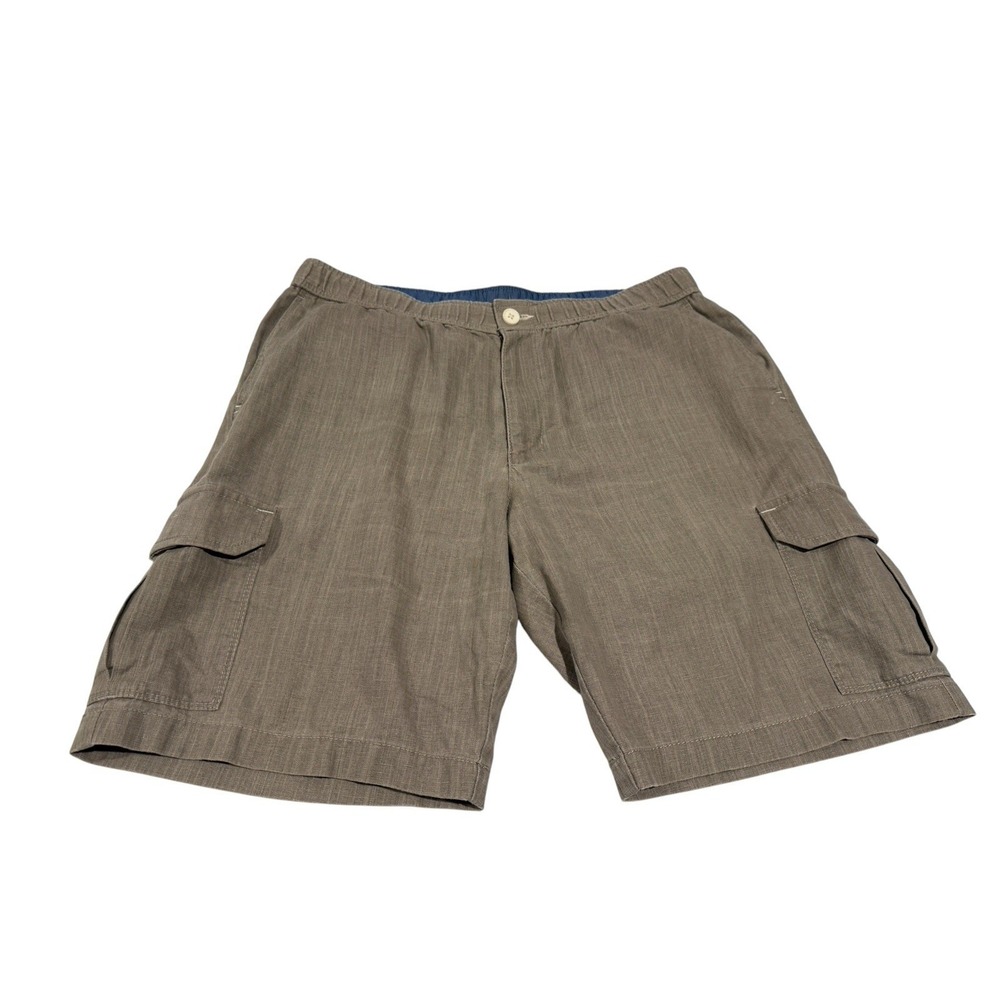 Tommy Bahama Linen The Dream Cargo Shorts Men's Size L Gray Thunder 9" Inseam